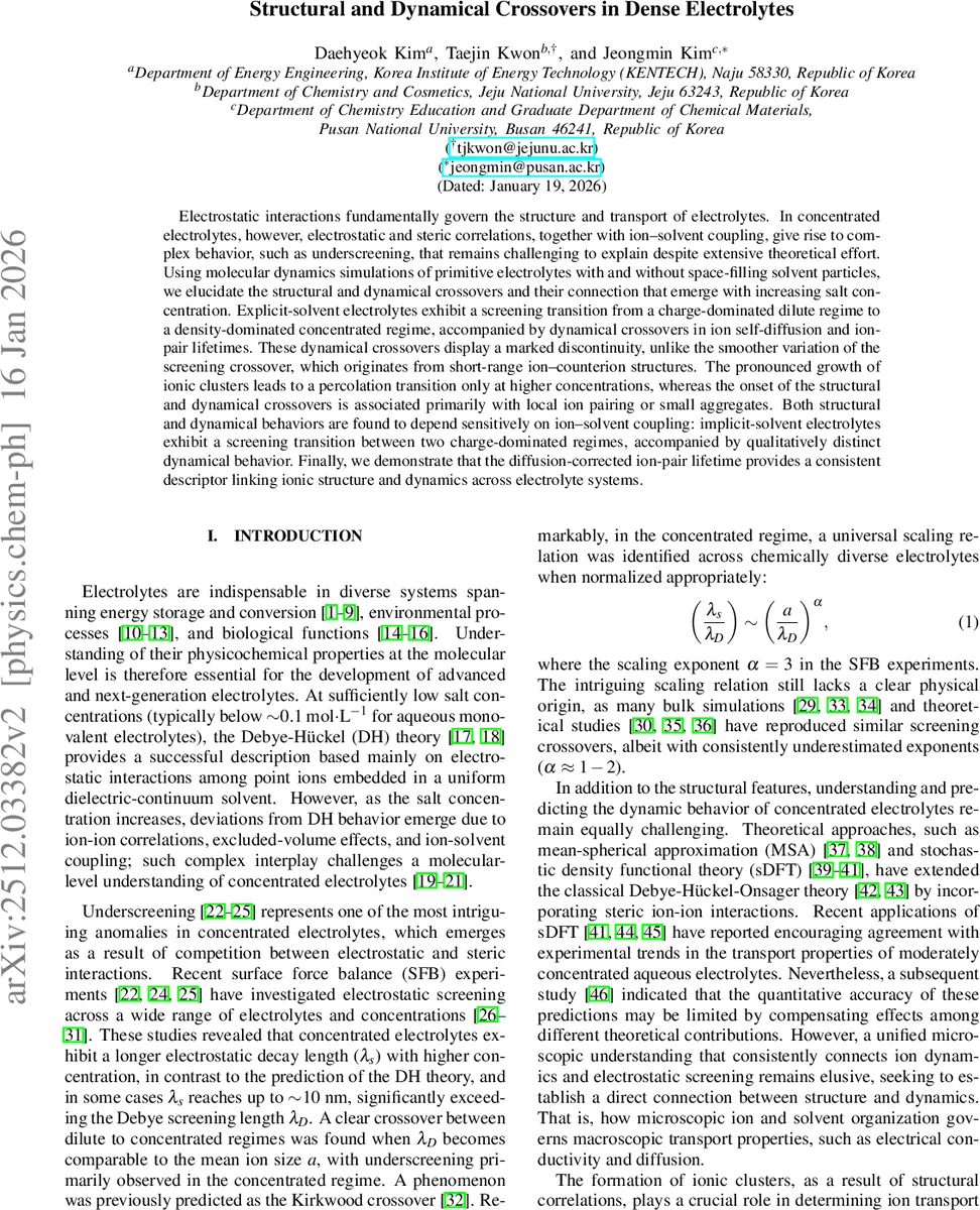 Structural and Dynamical Crossovers in Dense Electrolytes