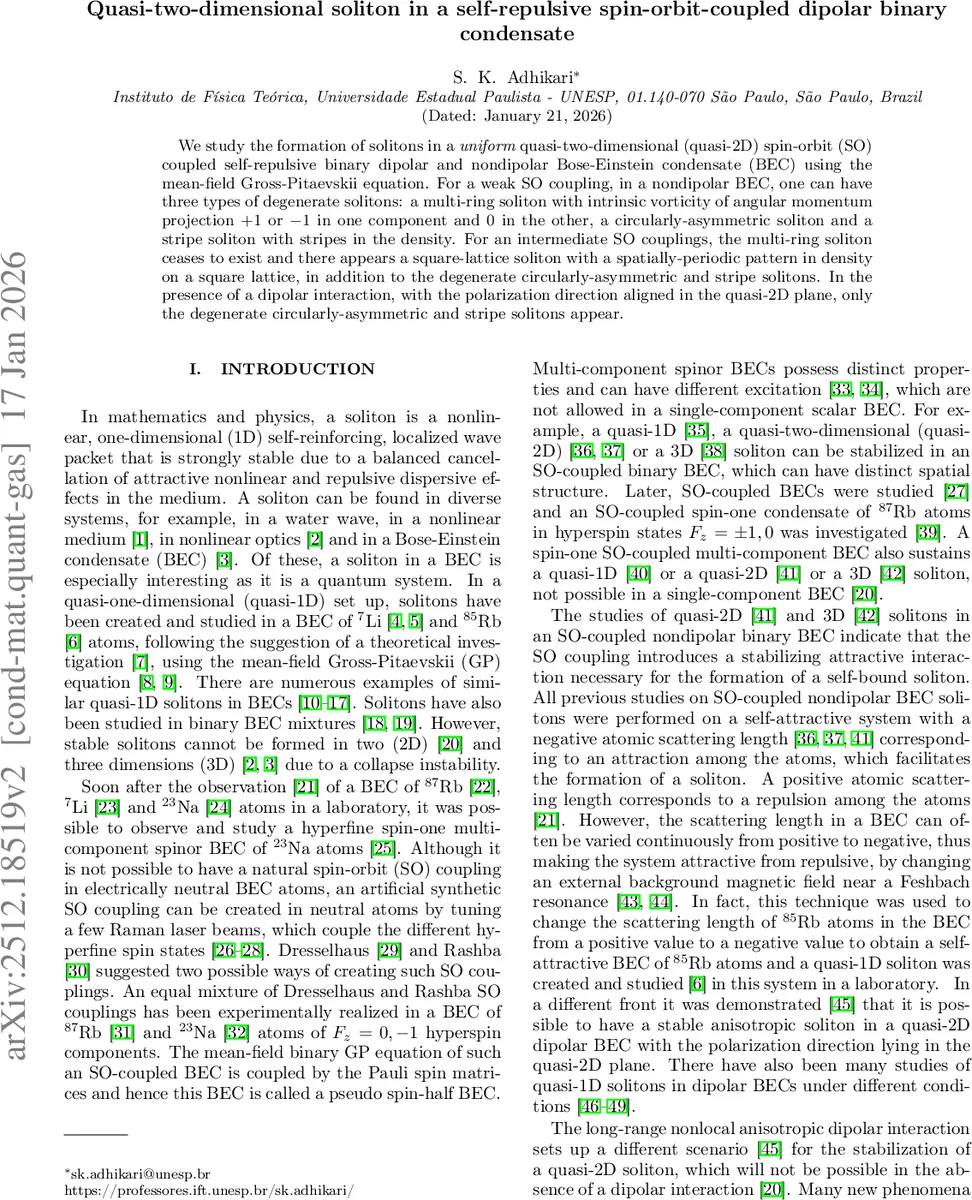 Quasi-two-dimensional soliton in a self-repulsive spin-orbit-coupled dipolar binary condensate