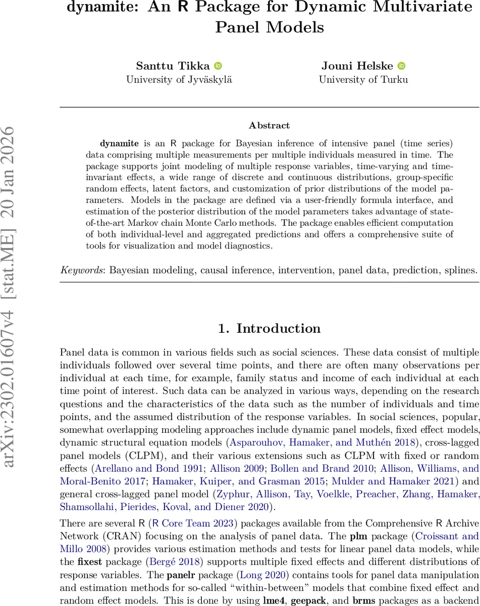 dynamite: An R Package for Dynamic Multivariate Panel Models
