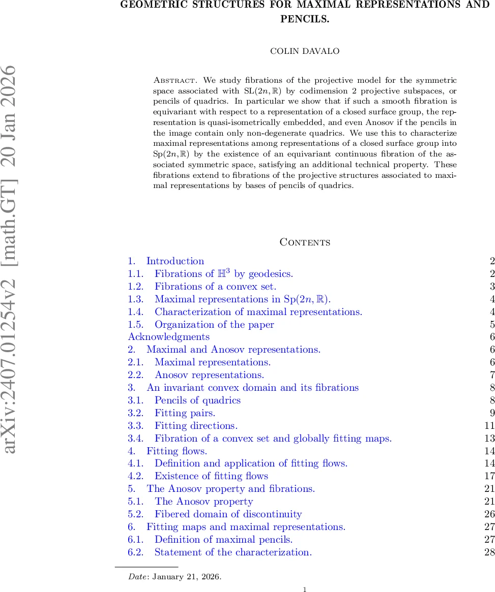 Geometric structures for maximal representations and pencils