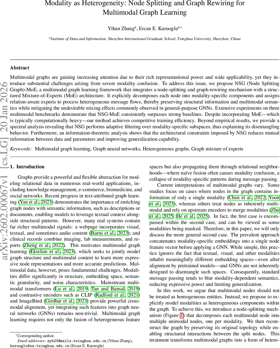 Modality as Heterogeneity: Node Splitting and Graph Rewiring for Multimodal Graph Learning