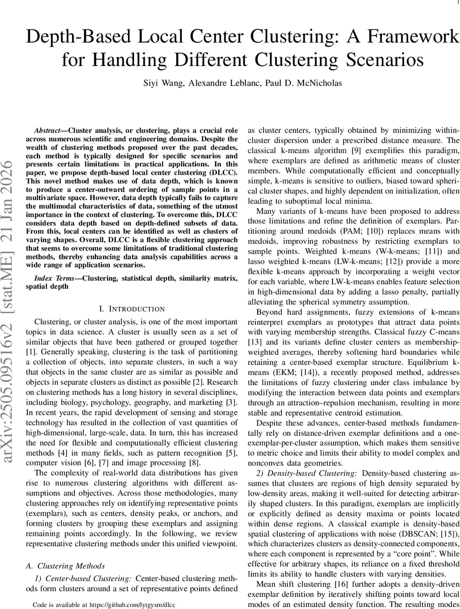 Depth-Based Local Center Clustering: A Framework for Handling Different Clustering Scenarios