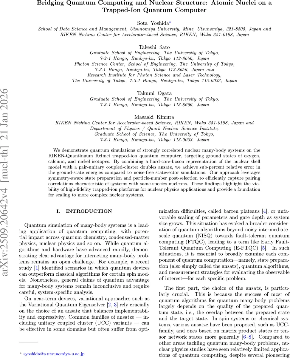 Bridging Quantum Computing and Nuclear Structure: Atomic Nuclei on a Trapped-Ion Quantum Computer