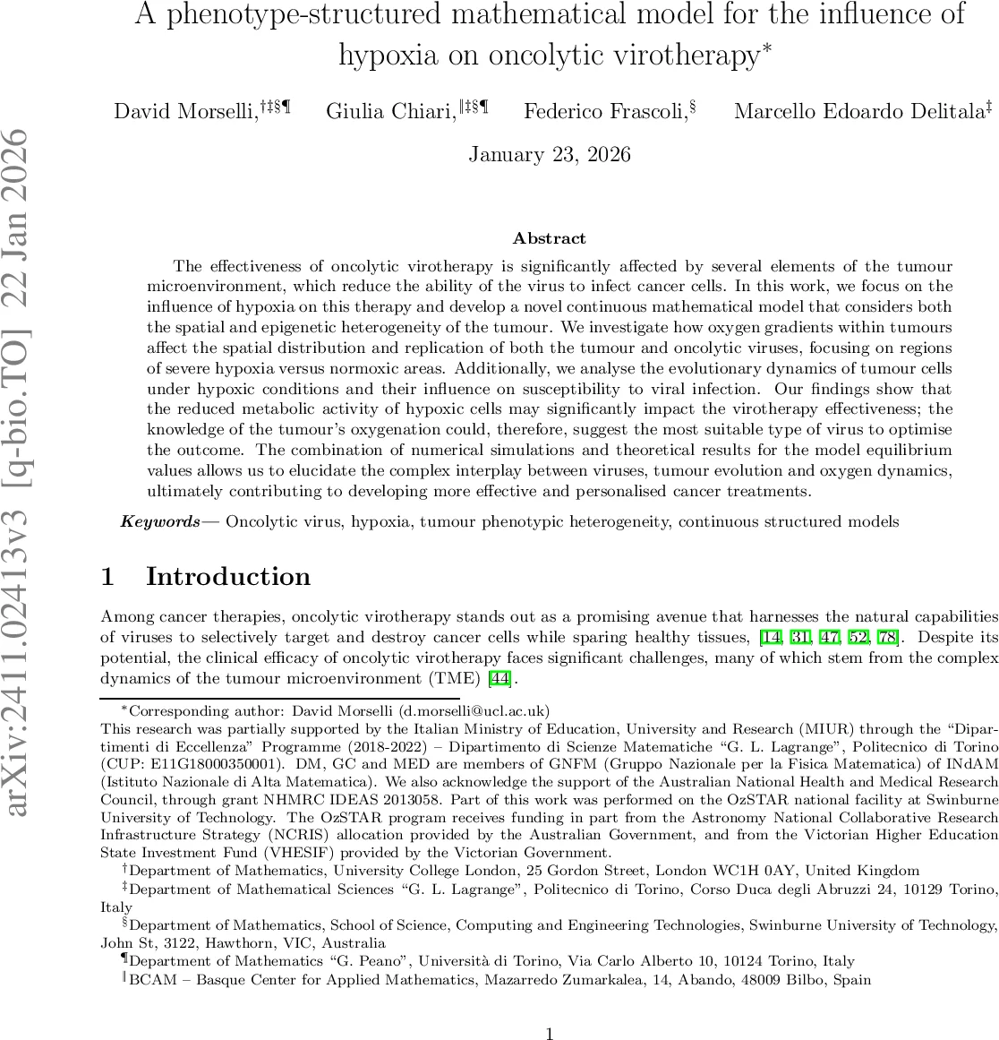A phenotype-structured mathematical model for the influence of hypoxia on oncolytic virotherapy