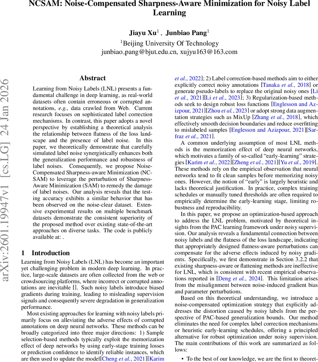 NCSAM Noise-Compensated Sharpness-Aware Minimization for Noisy Label Learning