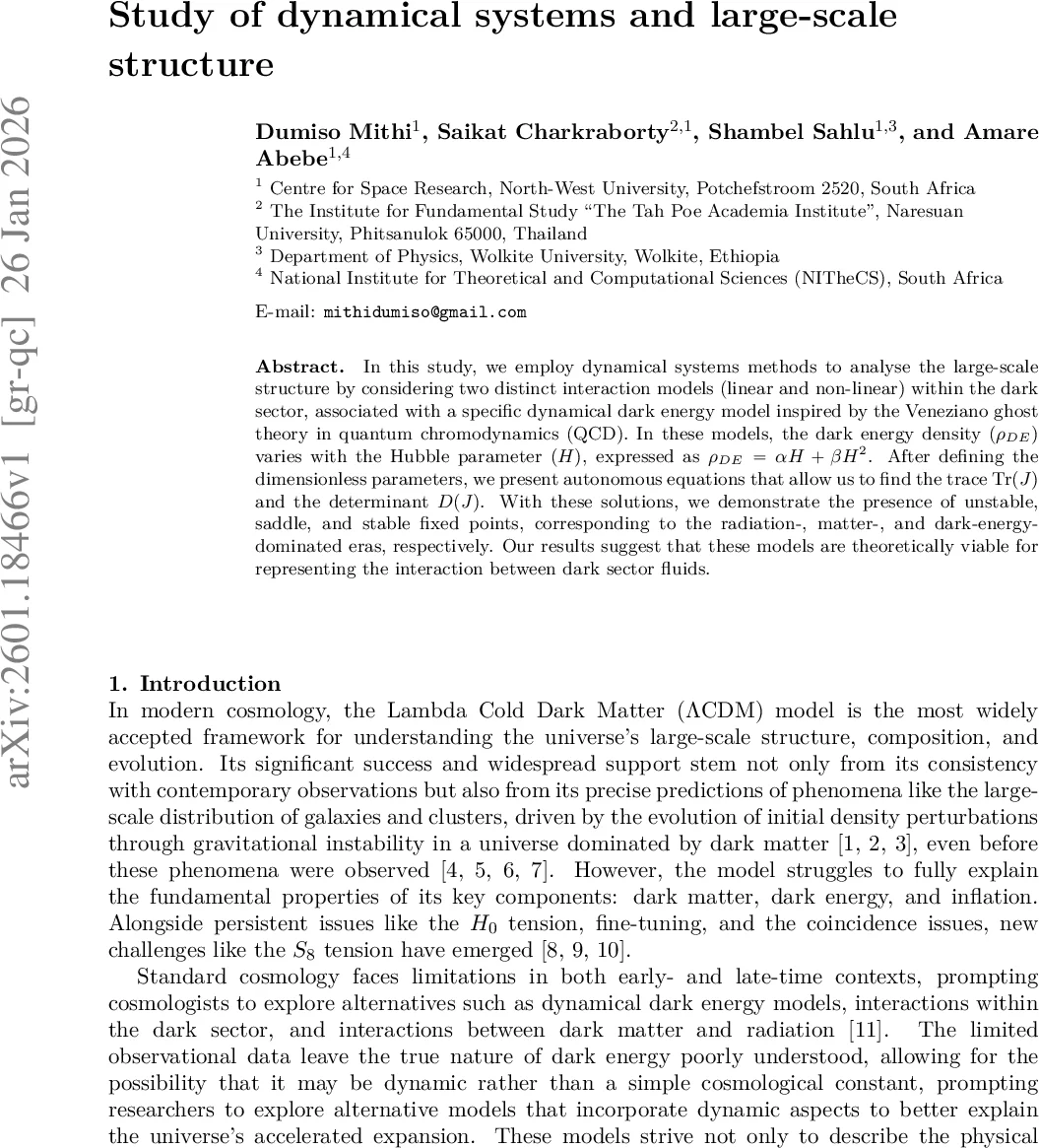 Study of dynamical systems and large-scale structure