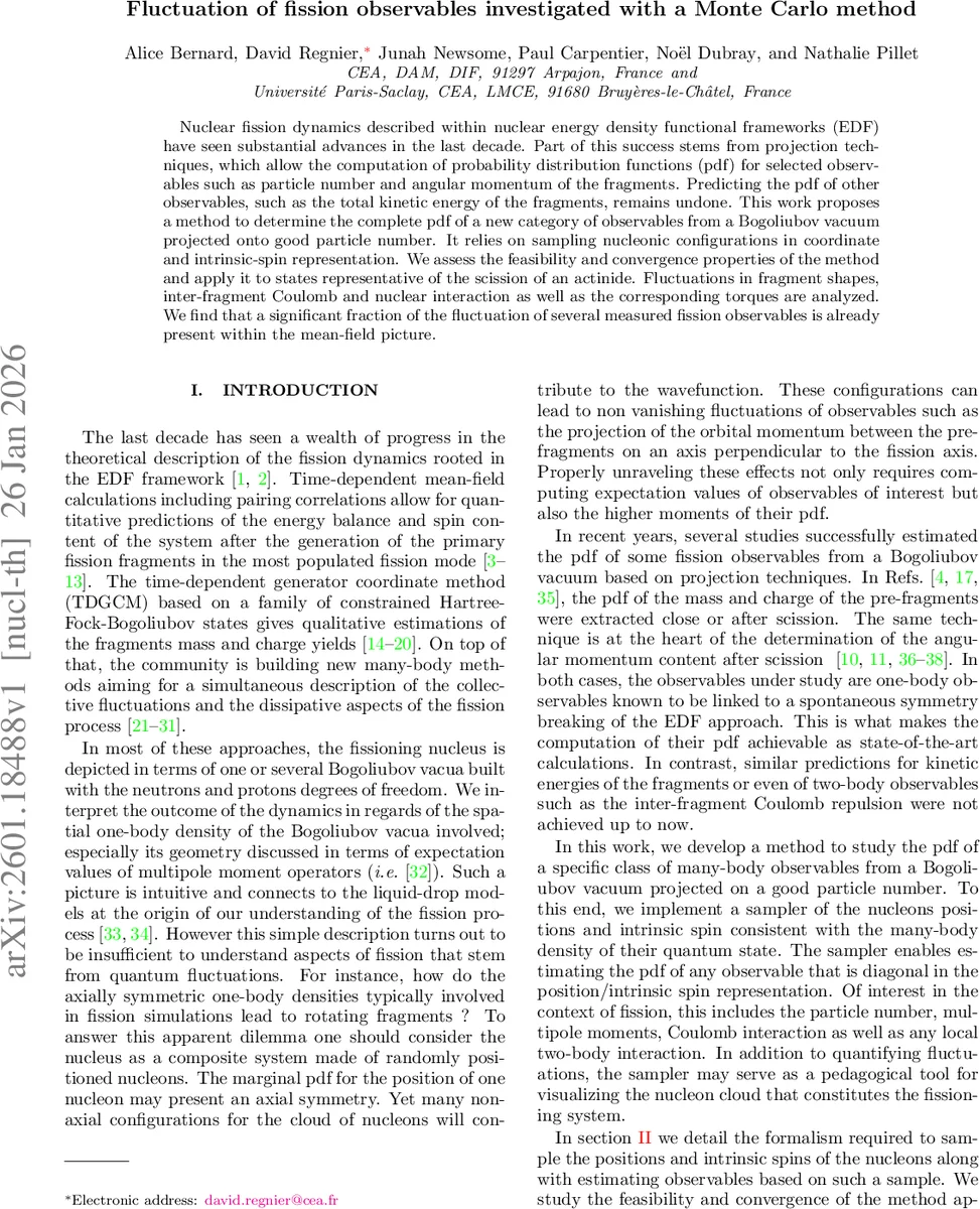 Fluctuation of fission observables investigated with a Monte Carlo method