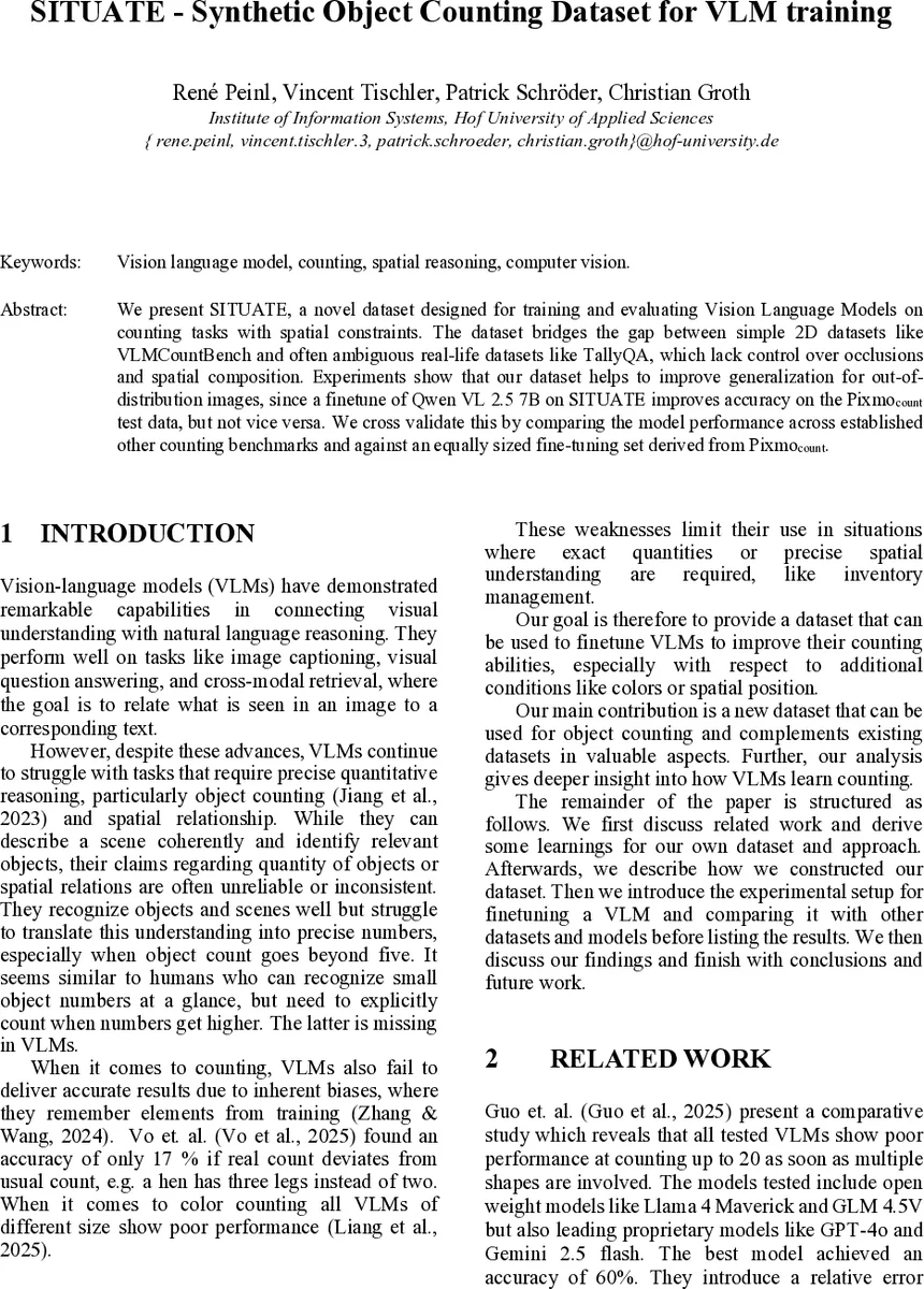 SITUATE -- Synthetic Object Counting Dataset for VLM training