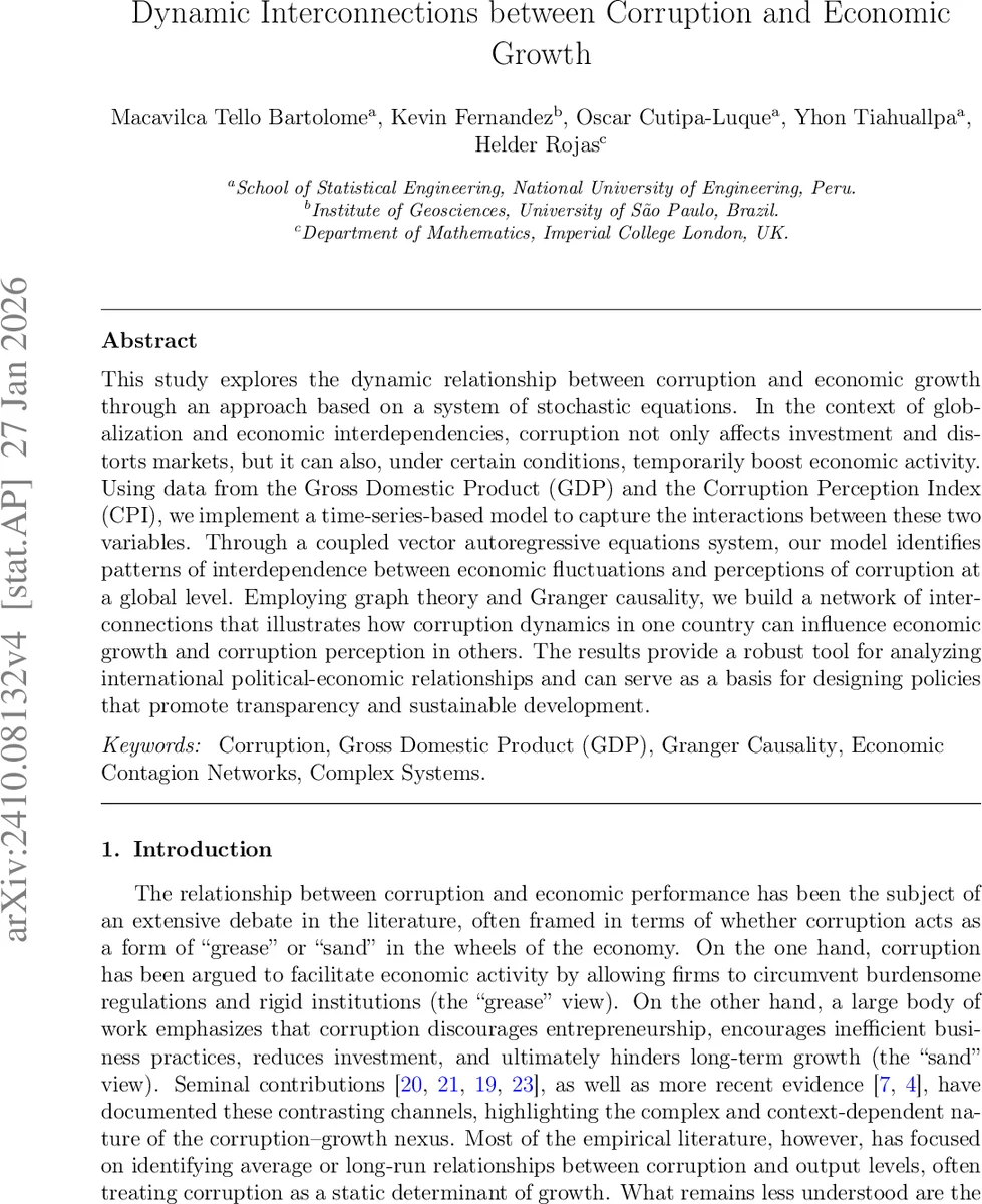 Dynamic Interconnections between Corruption and Economic Growth