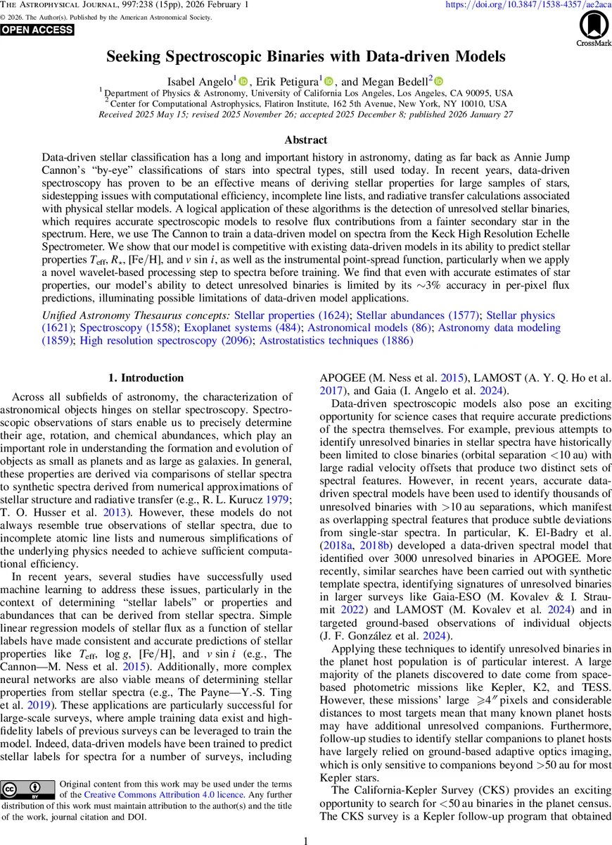 Seeking Spectroscopic Binaries with Data-Driven Models