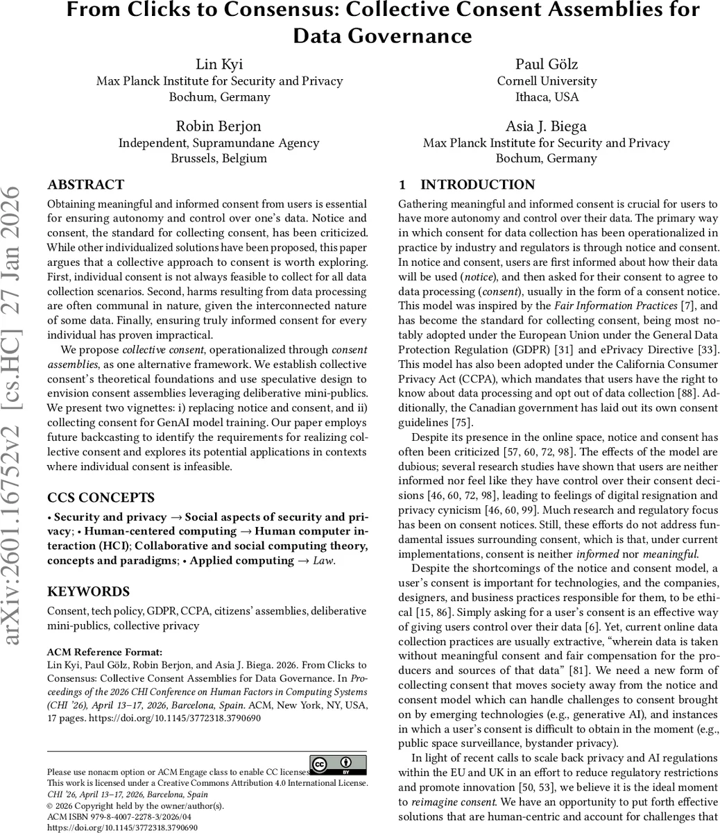 From Clicks to Consensus: Collective Consent Assemblies for Data Governance