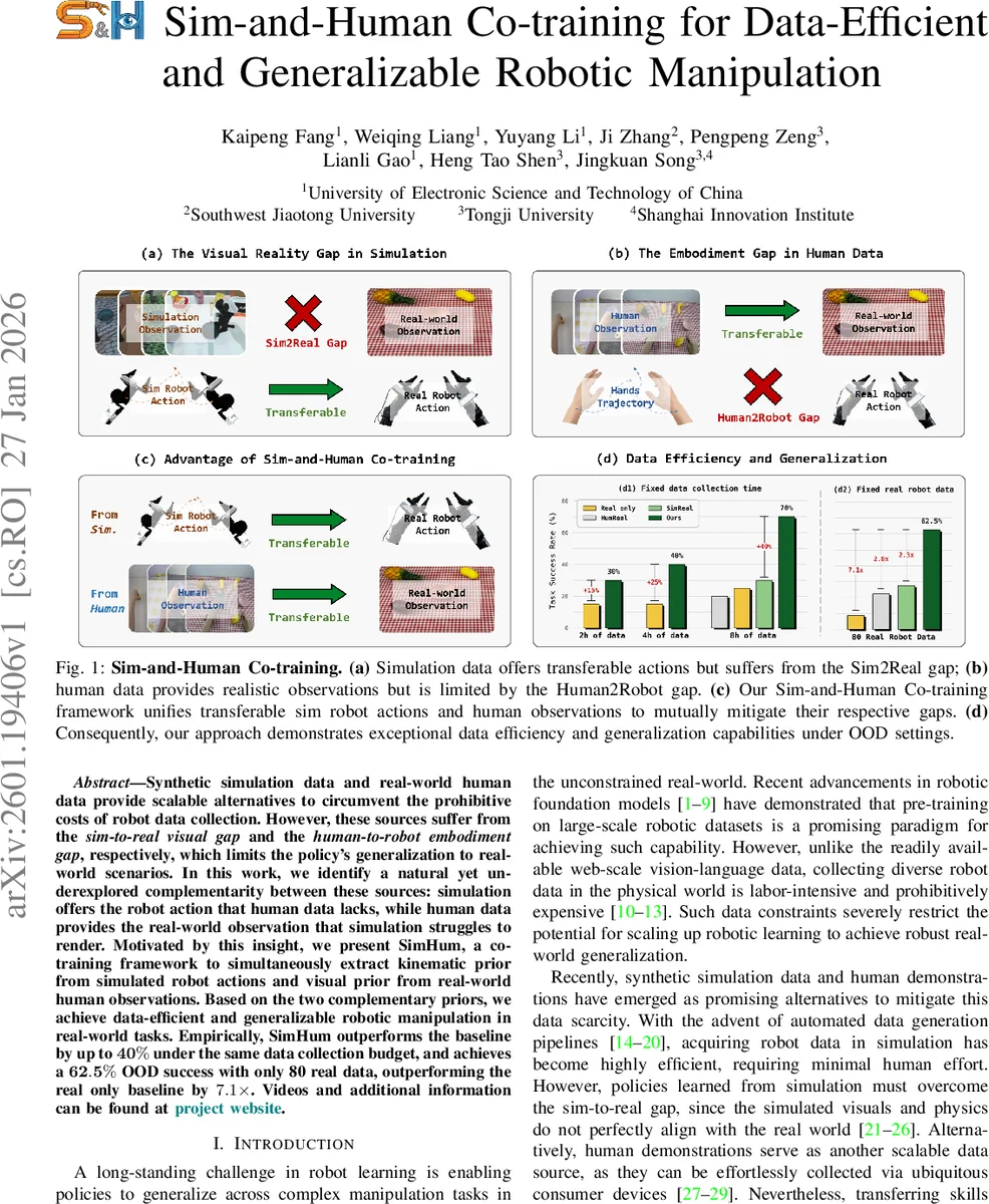 Sim-and-Human Co-training for Data-Efficient and Generalizable Robotic Manipulation