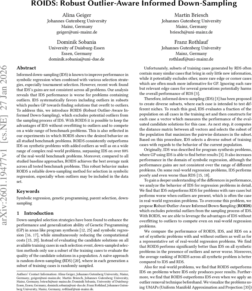 ROIDS: Robust Outlier-Aware Informed Down-Sampling