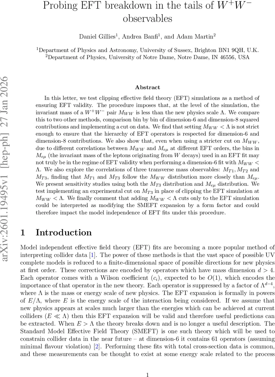 Probing EFT breakdown in the tails of $W^+ W^-$ observables