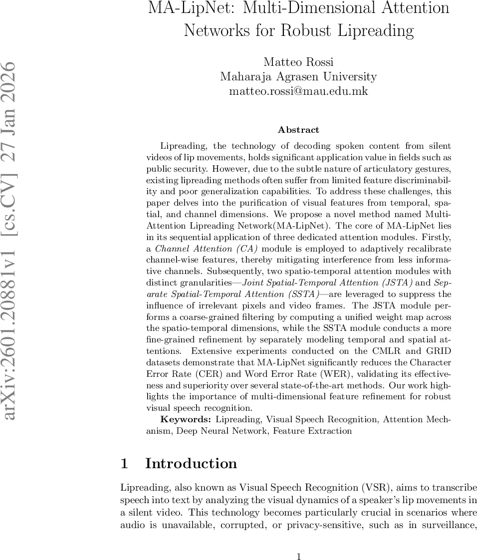 MA-LipNet: Multi-Dimensional Attention Networks for Robust Lipreading