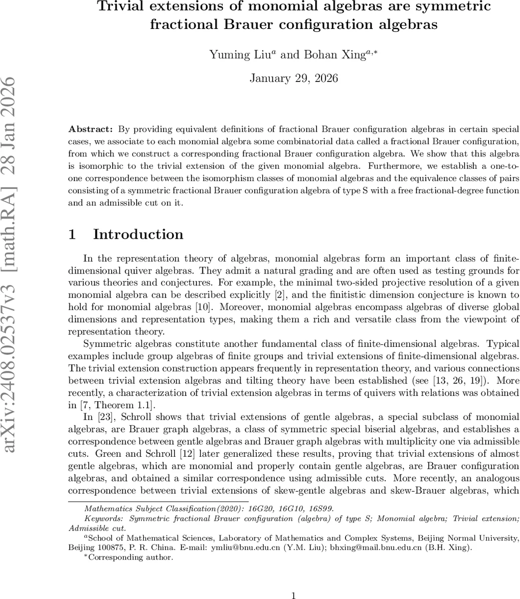 Trivial extensions of monomial algebras are symmetric fractional Brauer configuration algebras