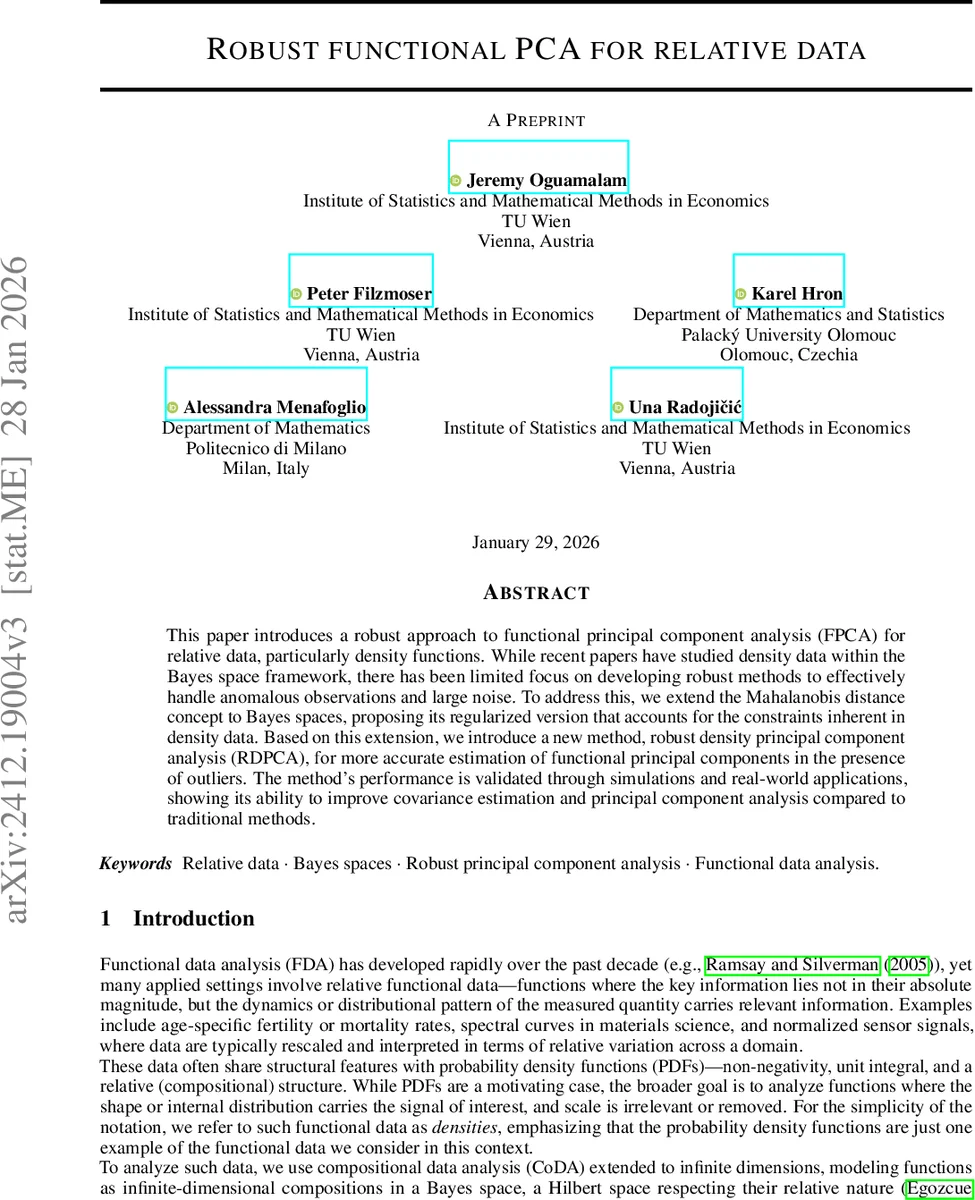 Robust functional PCA for relative data