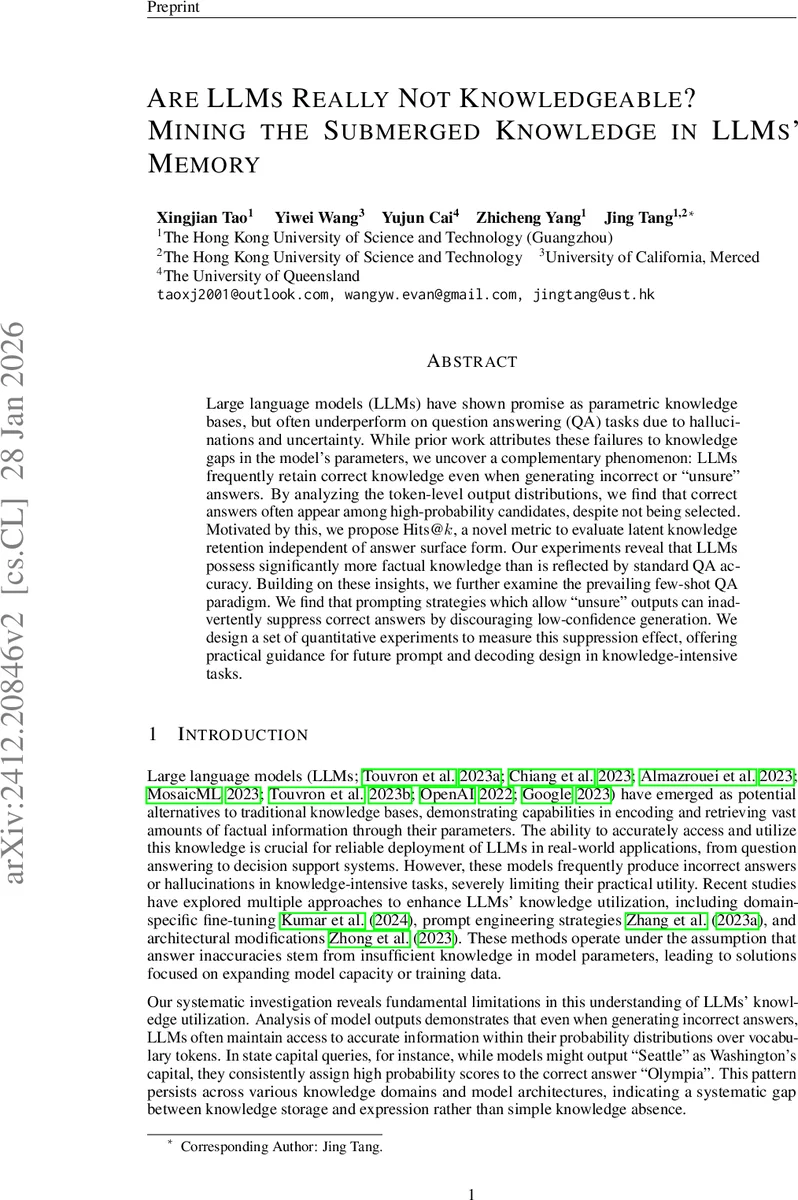 Are LLMs Really Not Knowledgeable? Mining the Submerged Knowledge in LLMs' Memory