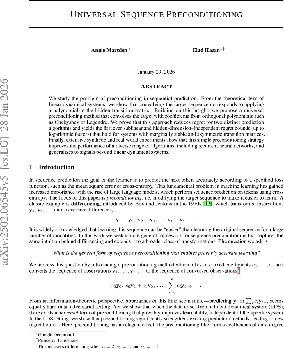 Universal Sequence Preconditioning