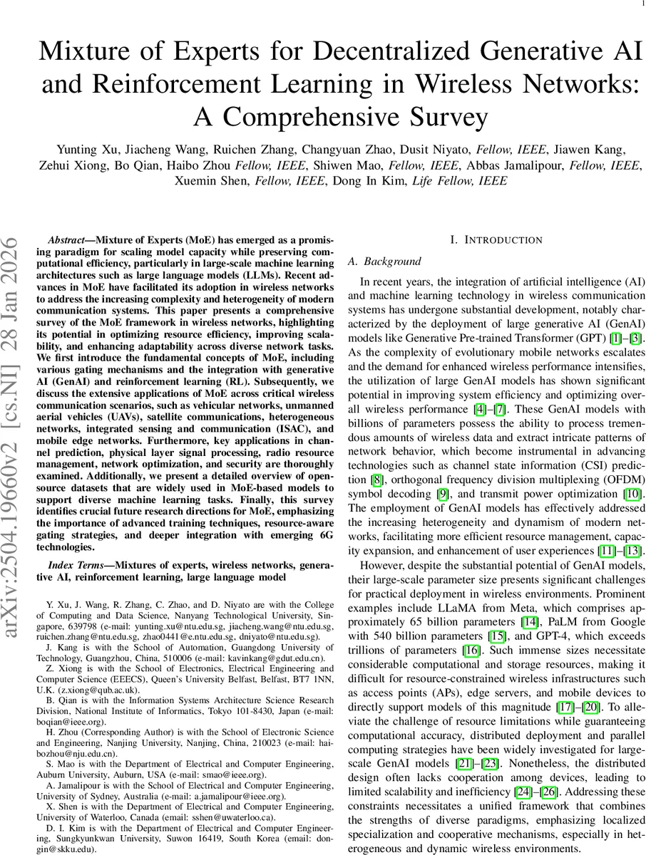 Mixture of Experts for Decentralized Generative AI and Reinforcement Learning in Wireless Networks: A Comprehensive Survey