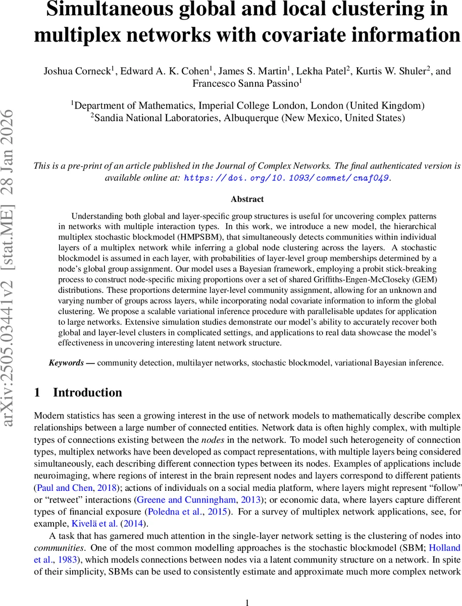 Simultaneous global and local clustering in multiplex networks with covariate information