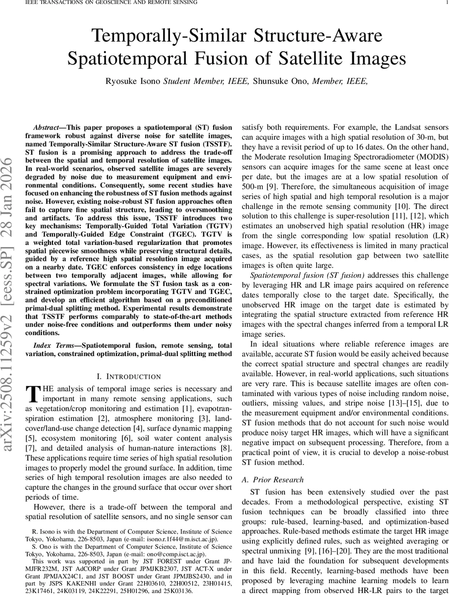 Temporally-Similar Structure-Aware Spatiotemporal Fusion of Satellite Images