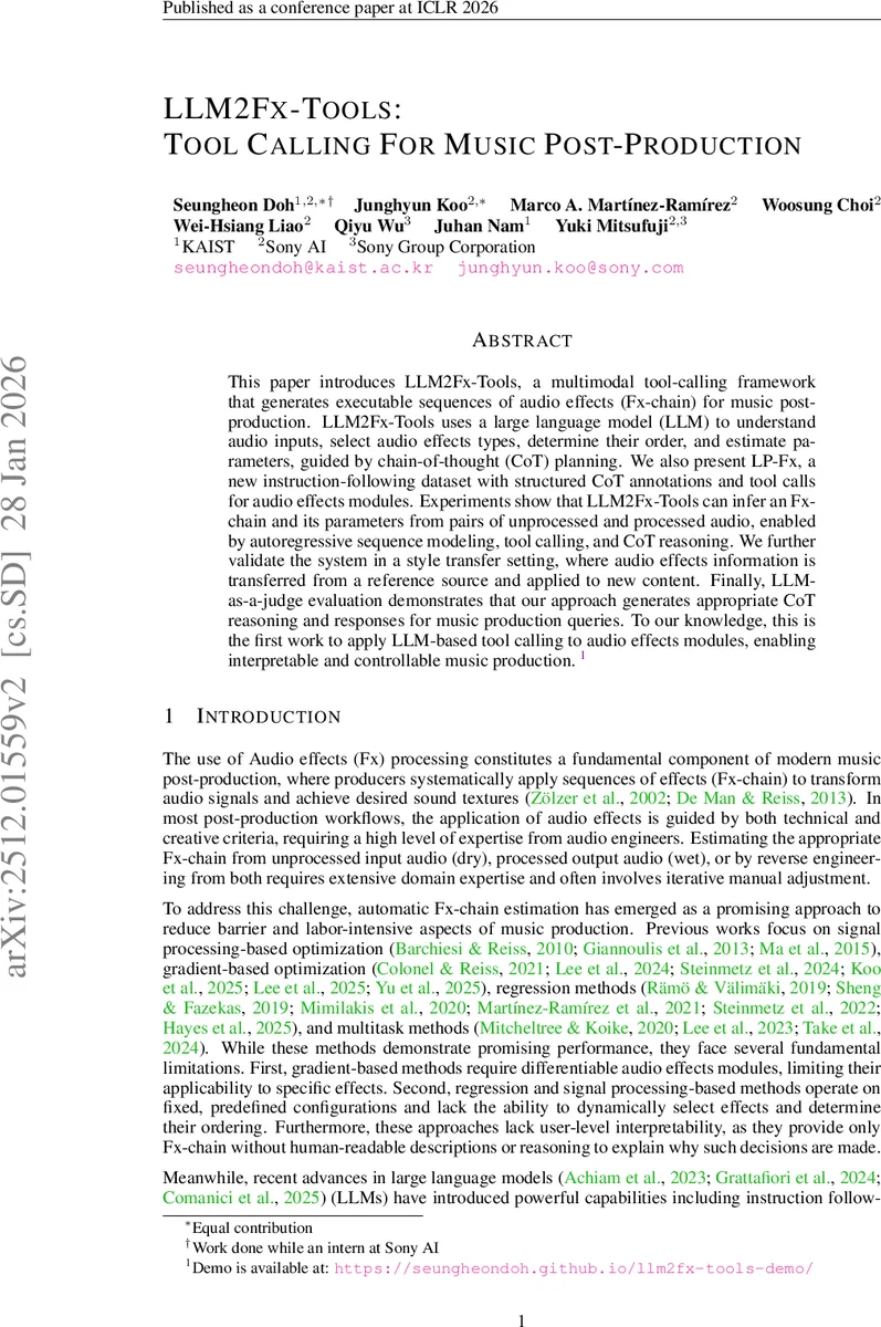 LLM2Fx-Tools: Tool Calling For Music Post-Production
