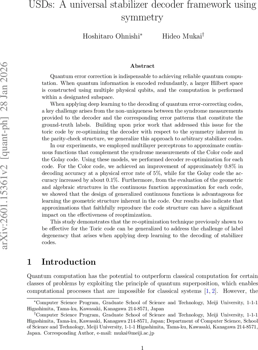 USDs: A universal stabilizer decoder framework using symmetry