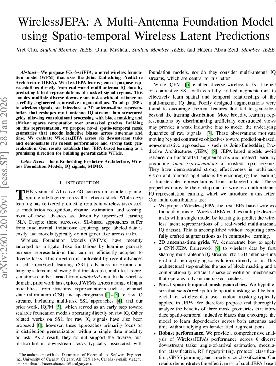 WirelessJEPA: A Multi-Antenna Foundation Model using Spatio-temporal Wireless Latent Predictions