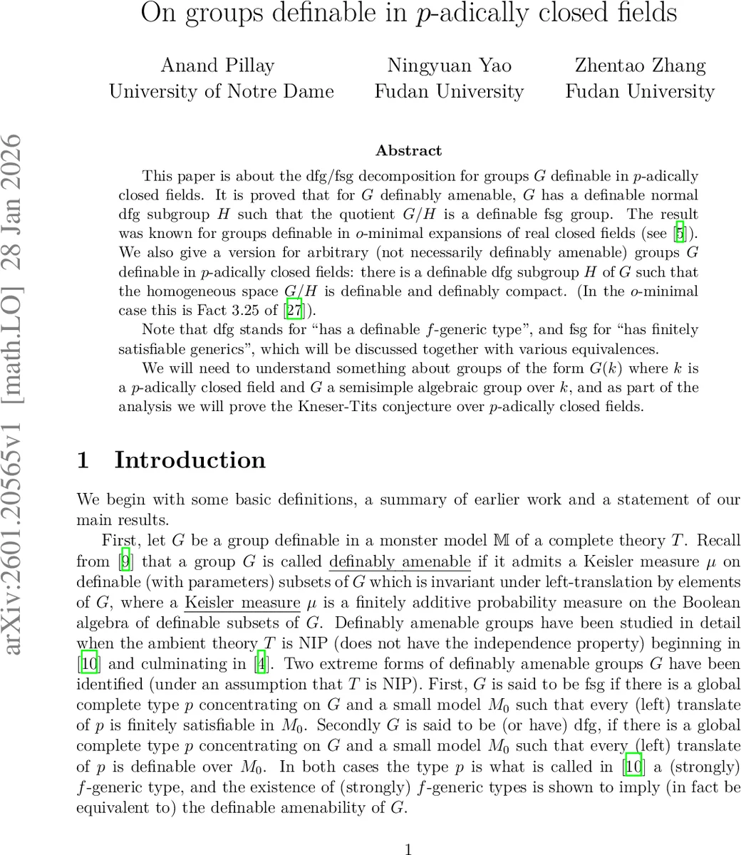 On groups definable in $p$-adically closed fields
