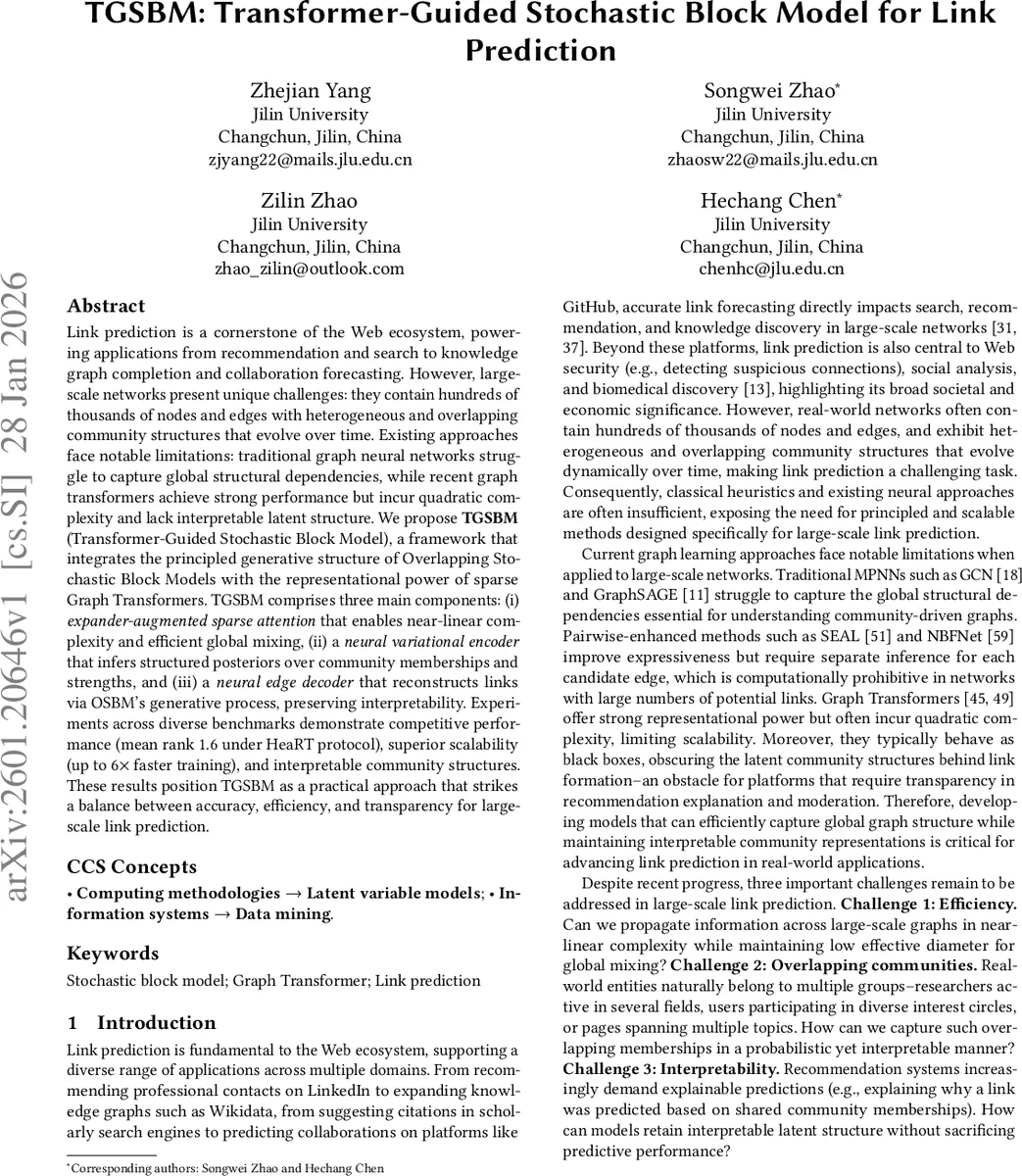 TGSBM: Transformer-Guided Stochastic Block Model for Link Prediction