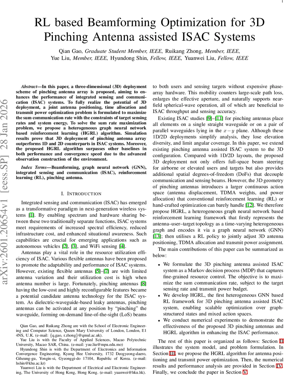 RL based Beamforming Optimization for 3D Pinching Antenna assisted ISAC Systems