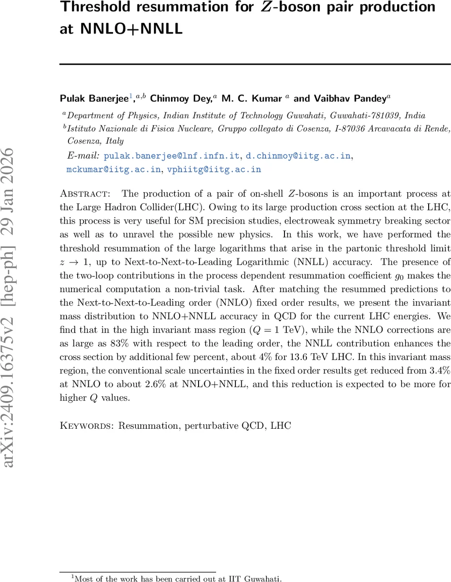 Threshold resummation for $Z$-boson pair production at NNLO+NNLL