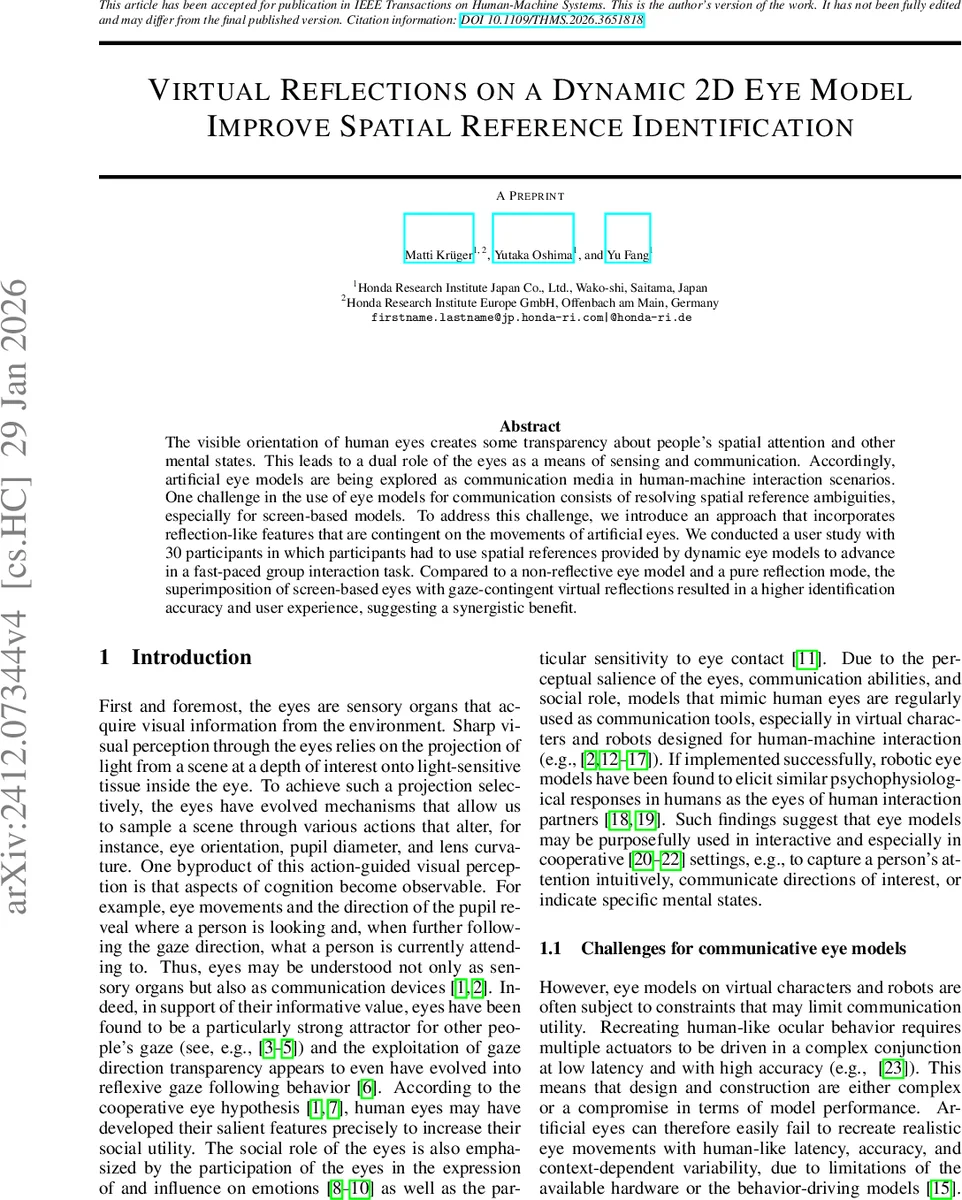 Virtual Reflections on a Dynamic 2D Eye Model Improve Spatial Reference Identification