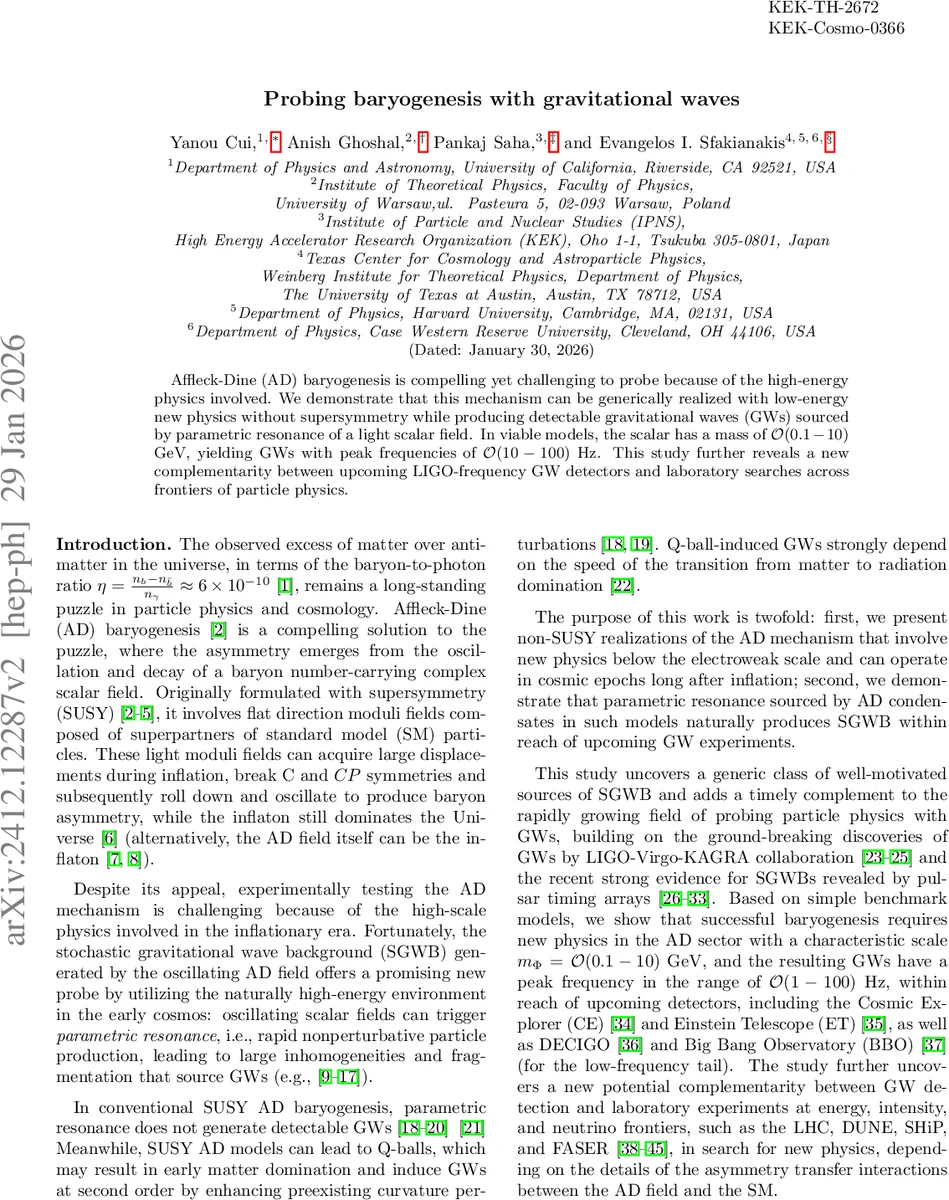 Probing baryogenesis with gravitational waves