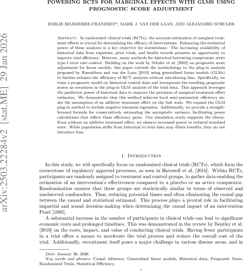 Powering RCTs for marginal effects with GLMs using prognostic score adjustment