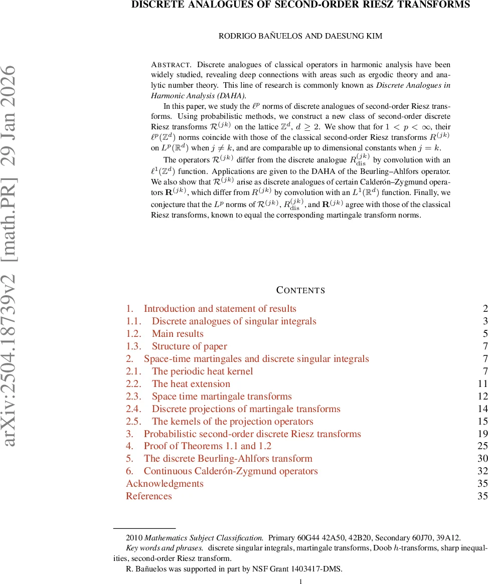 Discrete analogues of second-order Riesz transforms
