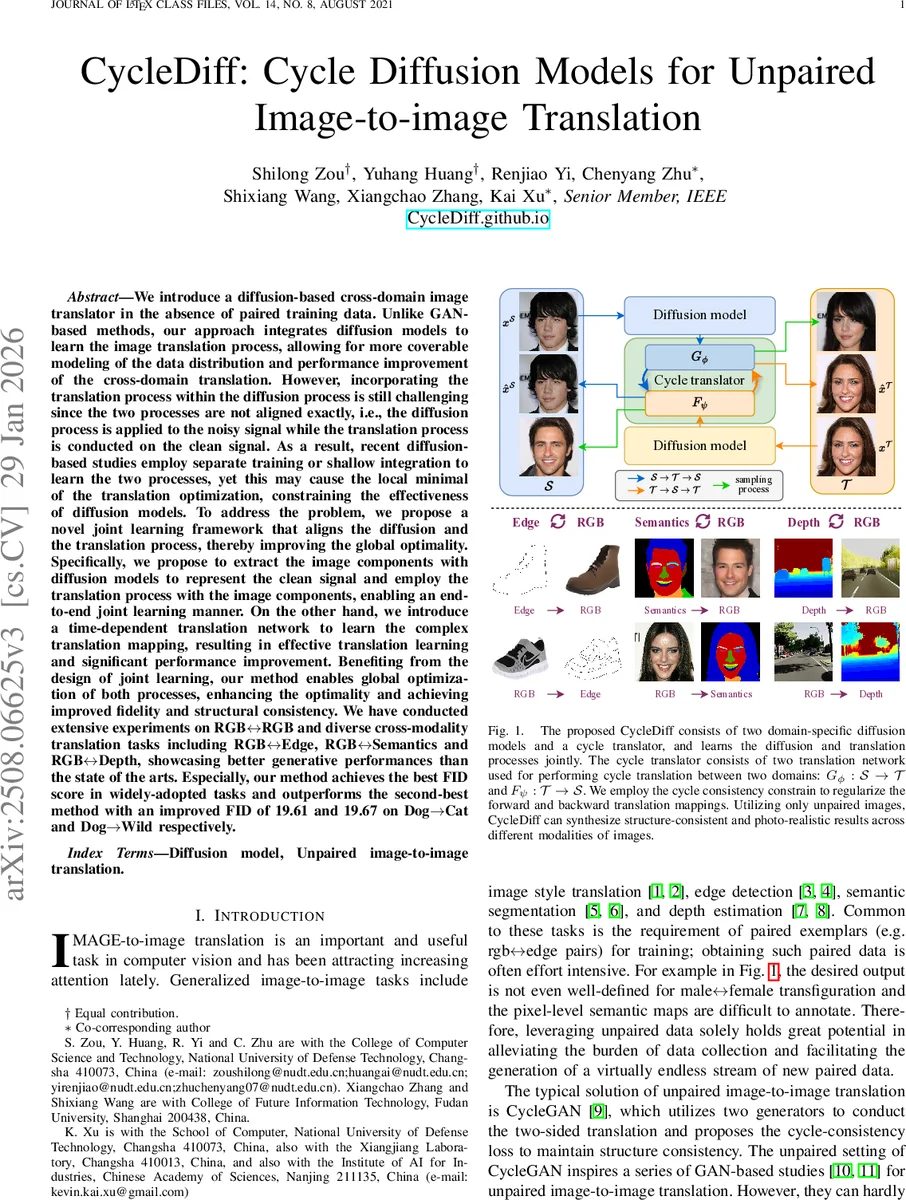 CycleDiff: Cycle Diffusion Models for Unpaired Image-to-image Translation