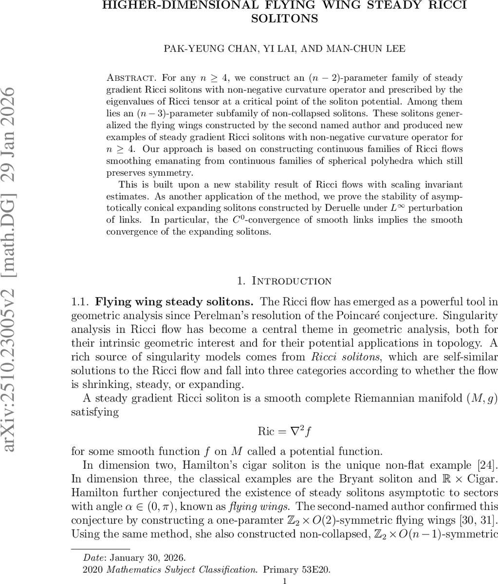 Higher-dimensional flying wing Steady Ricci Solitons