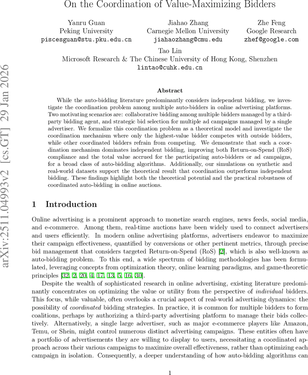 On the Coordination of Value-Maximizing Bidders