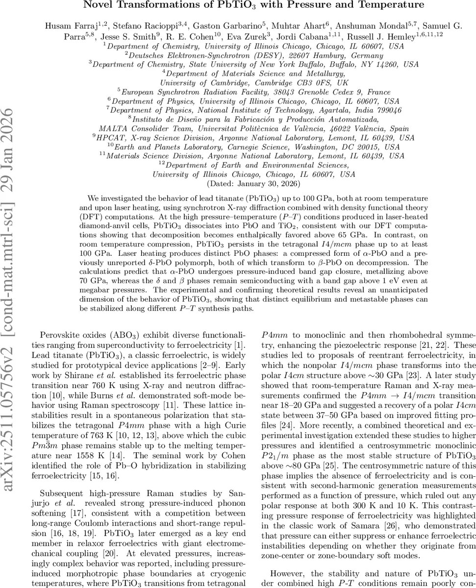 Novel Transformations of PbTiO3 with Pressure and Temperature