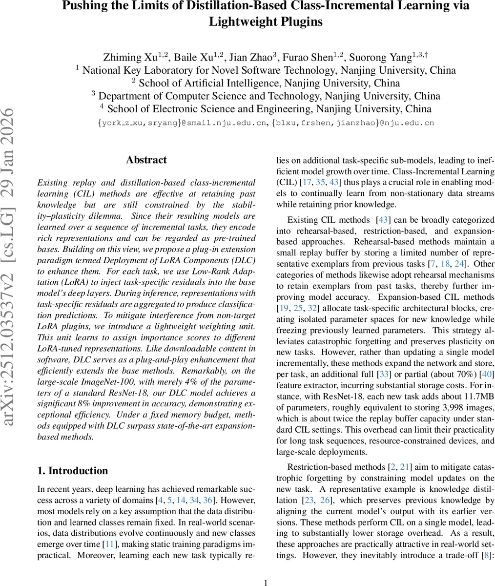 Pushing the Limits of Distillation-Based Class-Incremental Learning via Lightweight Plugins