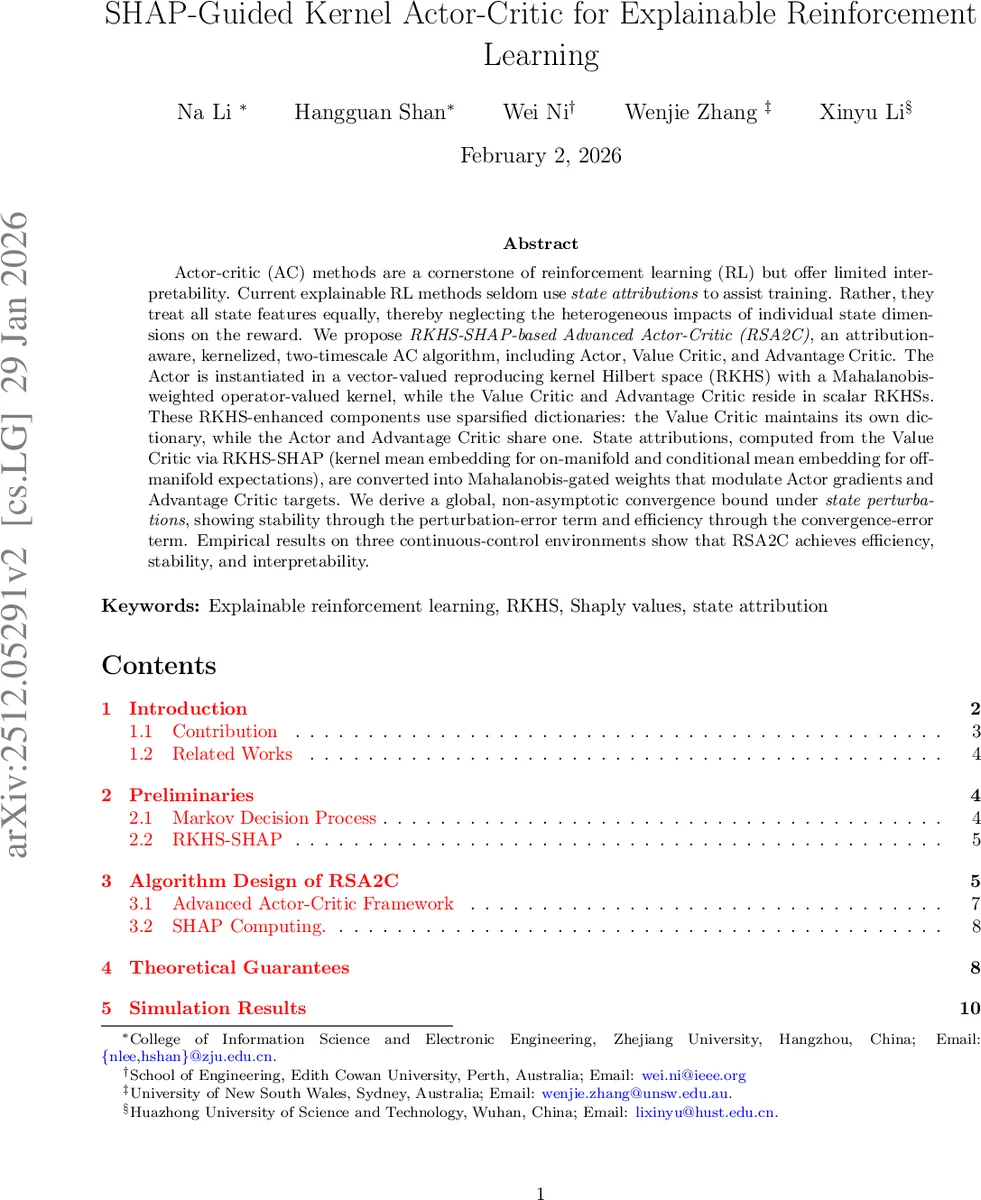 SHAP-Guided Kernel Actor-Critic for Explainable Reinforcement Learning