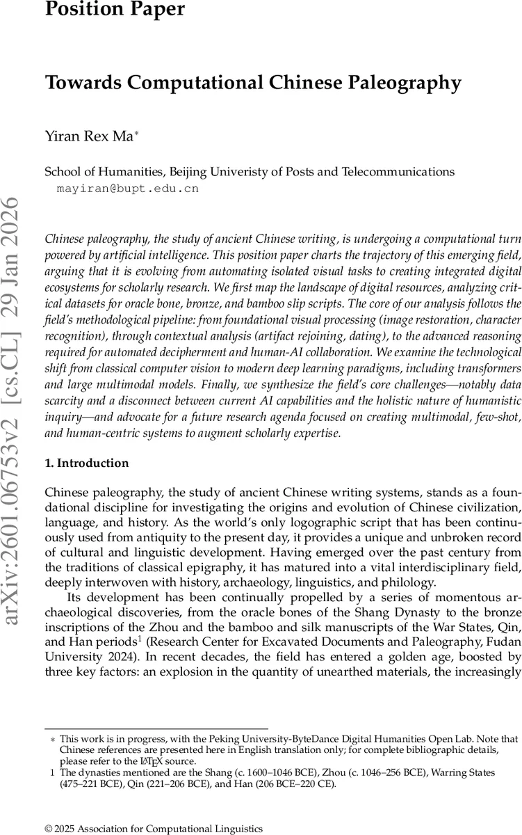 Towards Computational Chinese Paleography