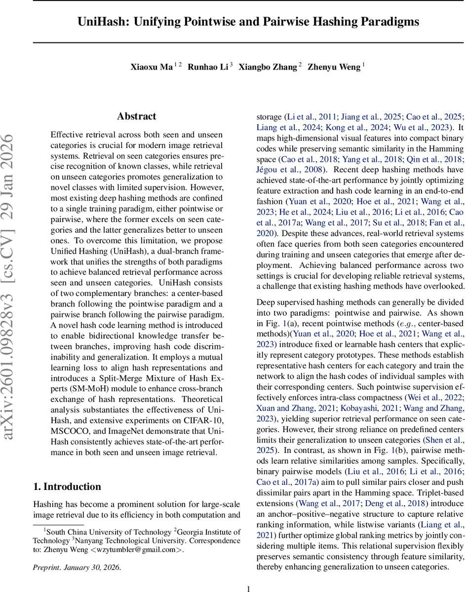 UniHash: Unifying Pointwise and Pairwise Hashing Paradigms