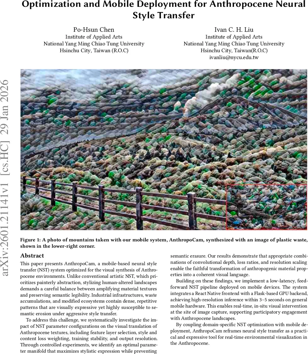 Optimization and Mobile Deployment for Anthropocene Neural Style Transfer