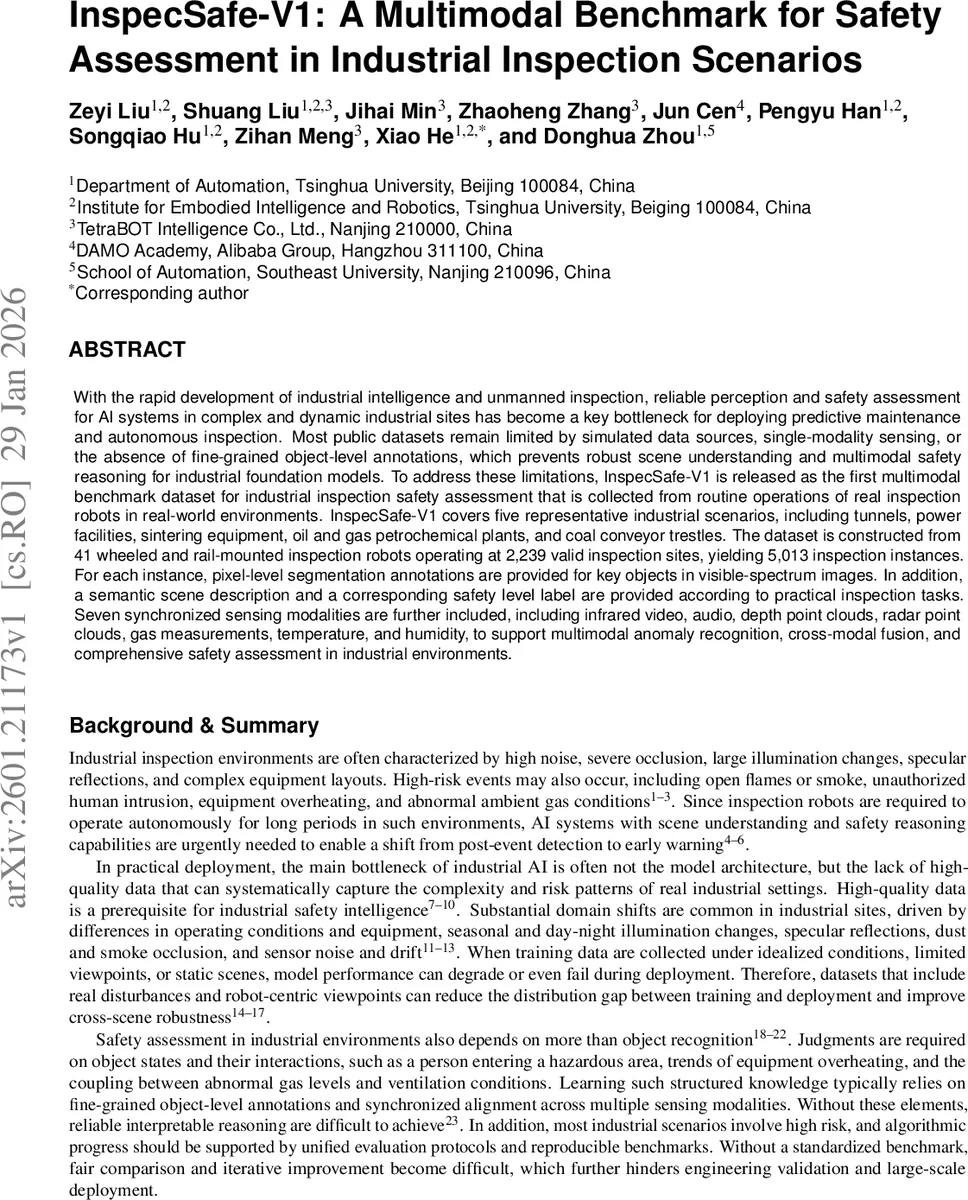 InspecSafe-V1: A Multimodal Benchmark for Safety Assessment in Industrial Inspection Scenarios