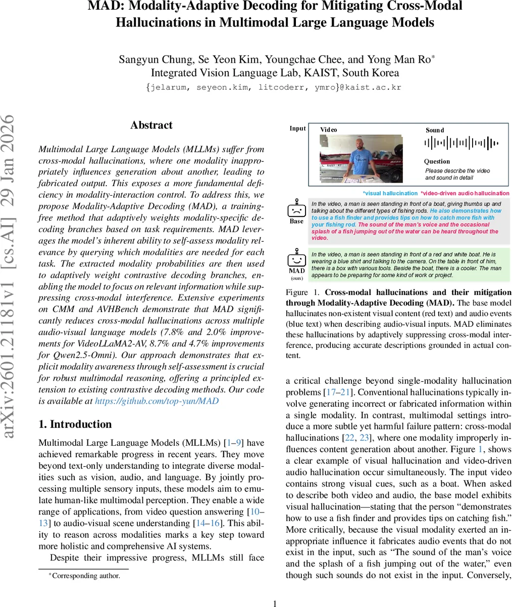 MAD: Modality-Adaptive Decoding for Mitigating Cross-Modal Hallucinations in Multimodal Large Language Models