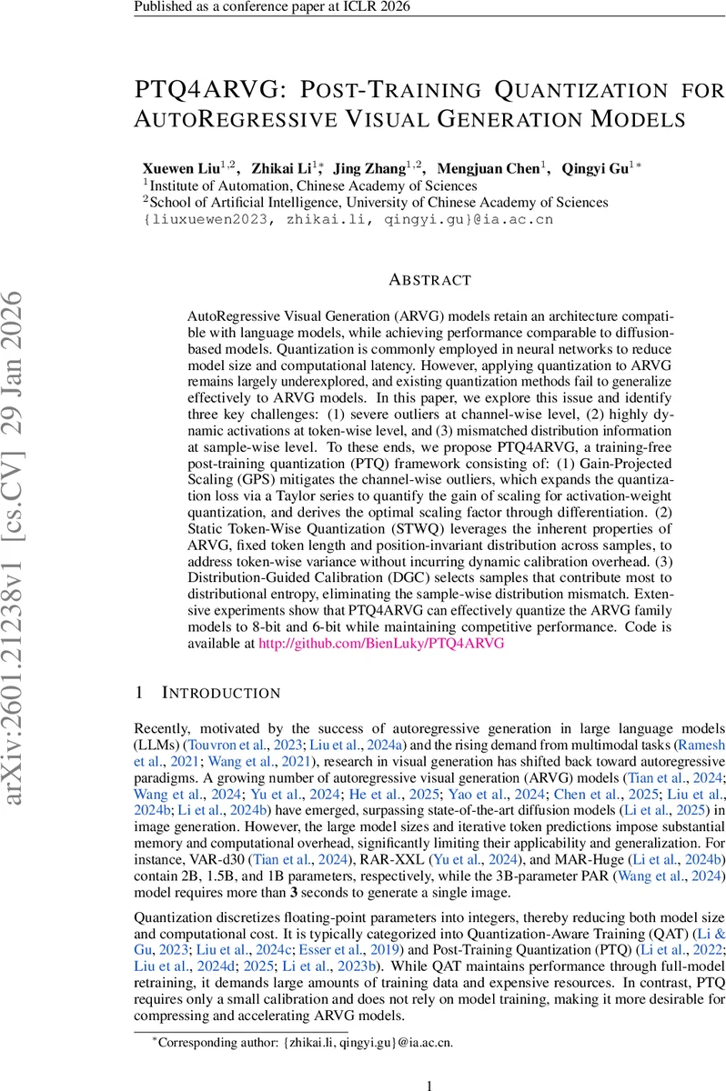 PTQ4ARVG: Post-Training Quantization for AutoRegressive Visual Generation Models