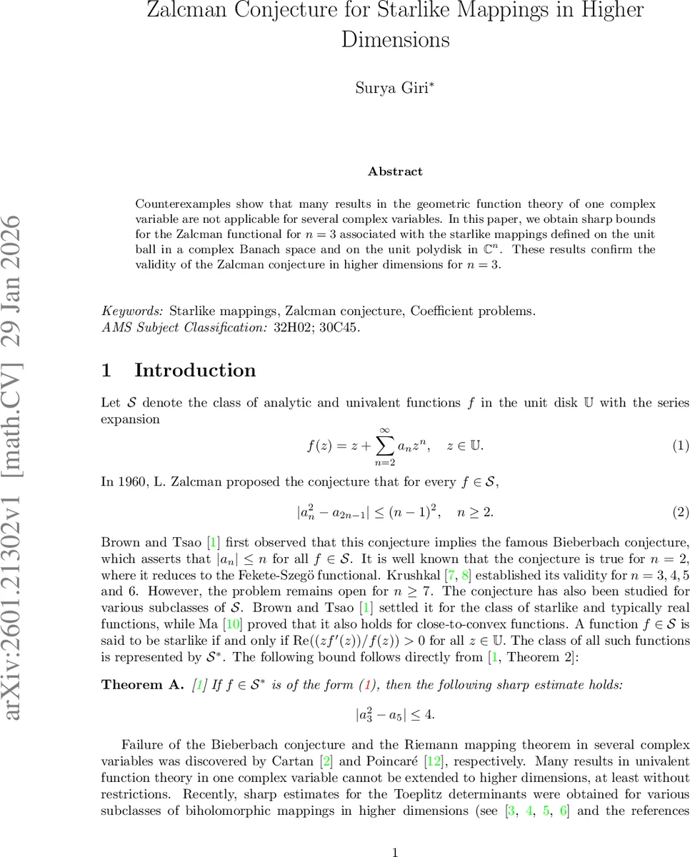 Zalcman Conjecture for Starlike Mappings in Higher Dimensions
